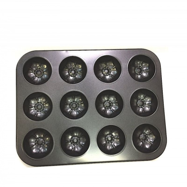 Форма для выпечки металлическая антипригарная | 12 кексов - Цветок