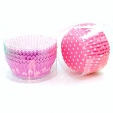 Бумажная капсула для выпечки или упаковки, Ø низ 5 см, высота 3 см, 100 шт Стандарт Печать Микс