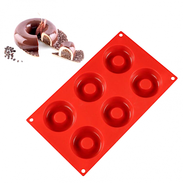 Силиконовая форма Пончик (Донат) диам 65 мм 6 фигур