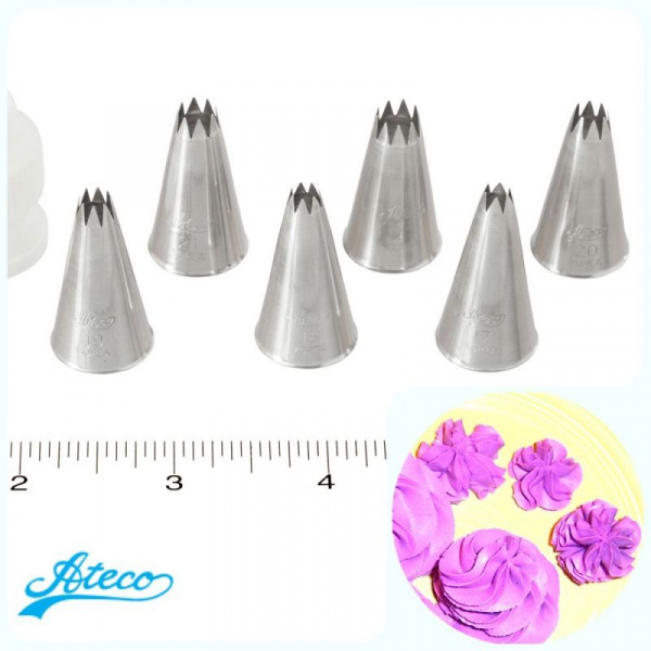 Кондитерская насадка открытая звезда №18 - 22, 32 Ateco | 7, 8, 9 лучей мини размер