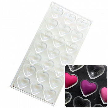 Поликарбонатная форма для шоколада 275*135*24 мм | Сердце мод.2089