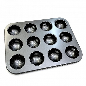 Форма для выпечки металлическая антипригарная | 12 кексов - Ракушка